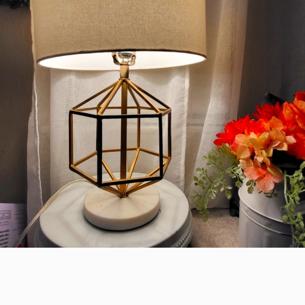 Pottery BARN Modern Gold and Black Geometric Table Lamp